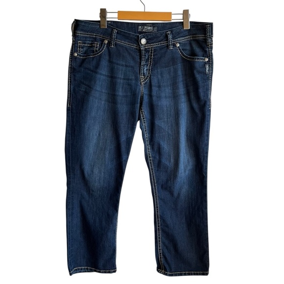 Silver Jeans Suki Capri Dark Wash Low Rise Denim Jeans Size 34 - Picture 2 of 11